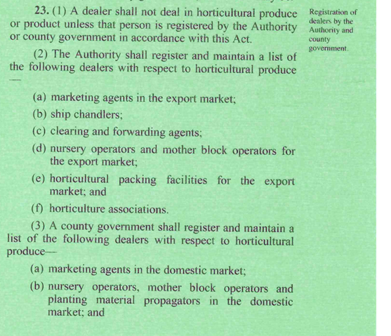 Licensing and Registration Provision
